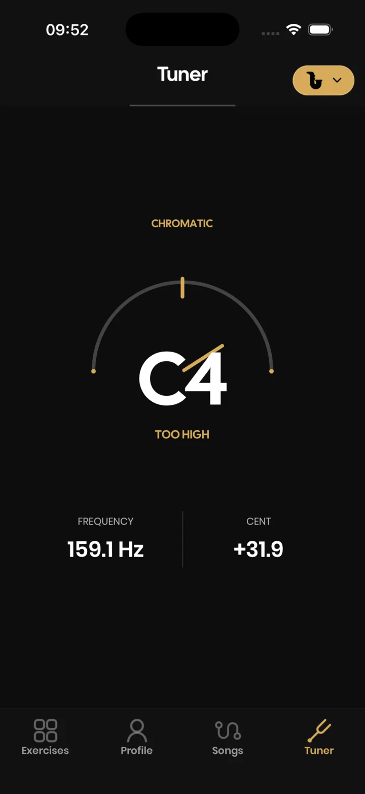 Chromatic saxophone tuner in SaxoTools