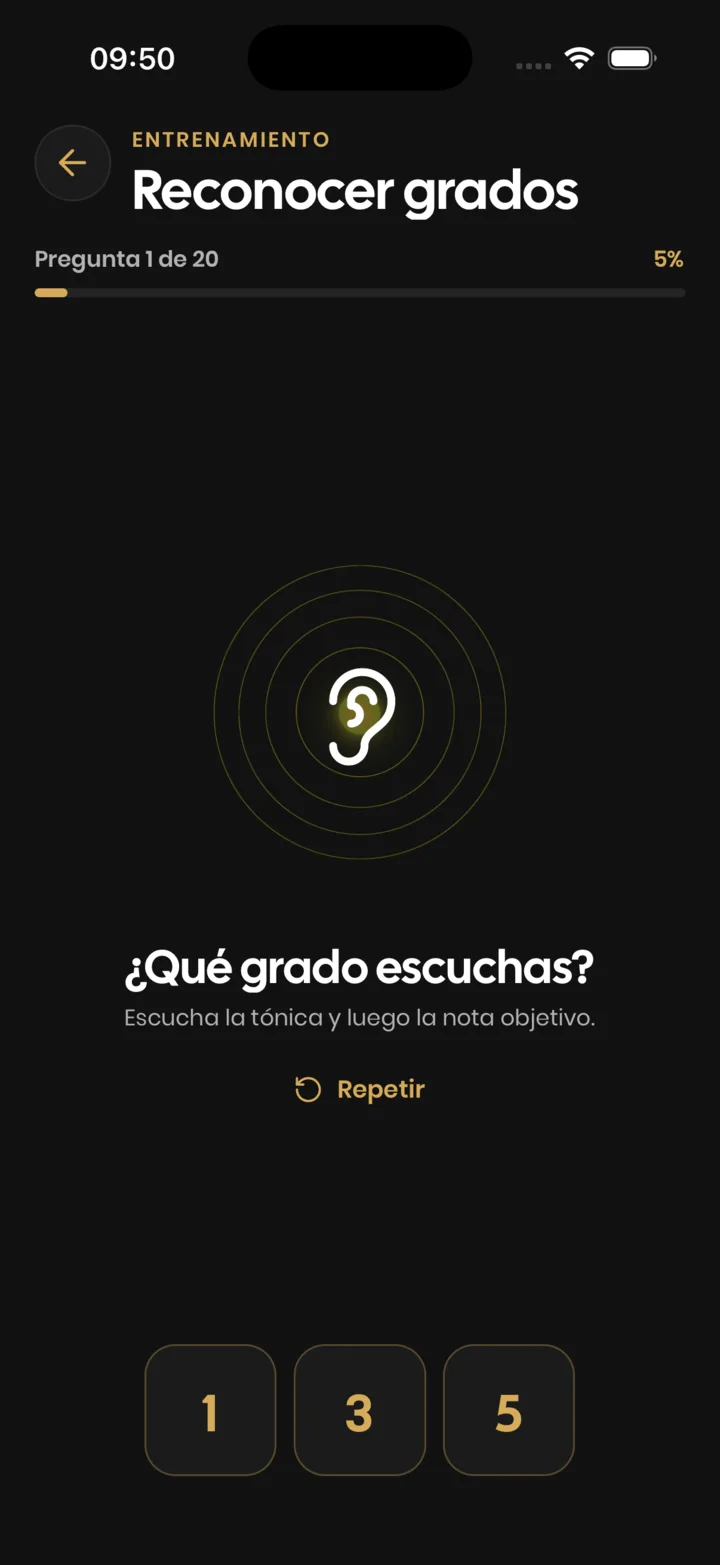 Ejercicio de oído para reconocer grados musicales