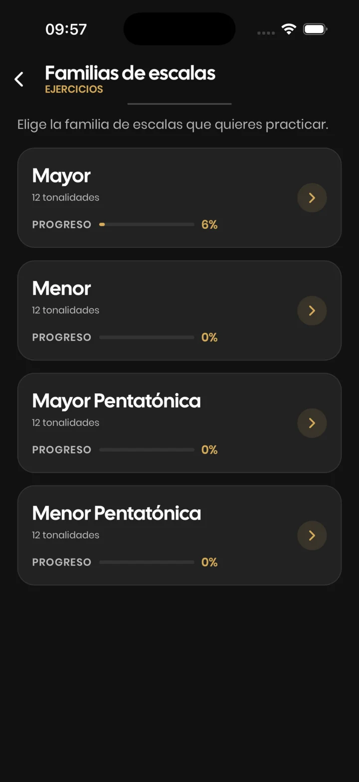 Familias de escalas y progreso en SaxoTools