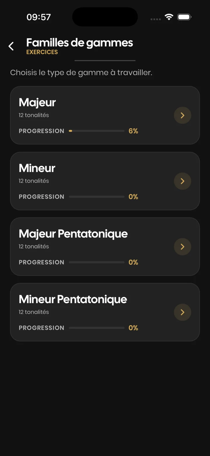 Familles de gammes et progression dans SaxoTools
