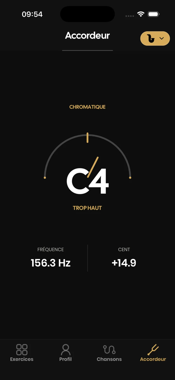 Accordeur chromatique pour saxophone dans SaxoTools